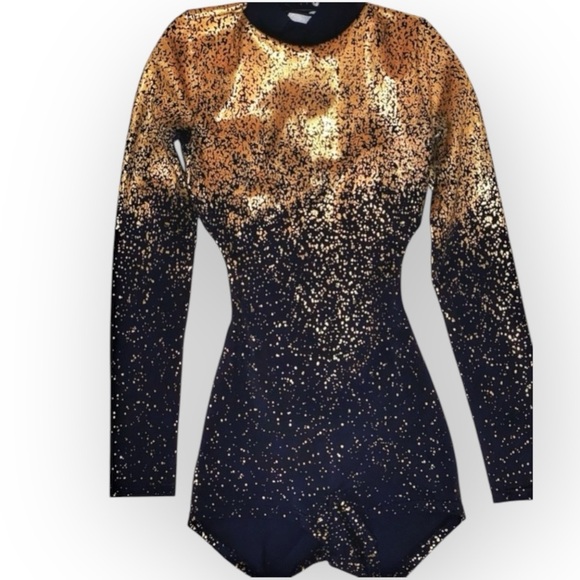 Weissman Dance Leotard Costume Transcendence Style# 11428 Gold/Black Adult SA - Picture 3 of 13